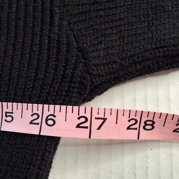 Saks Fifth Avenue Black Faux Fur Cuff Turtleneck Sweater Size XL Glam Mobwife - Picture 6 of 9